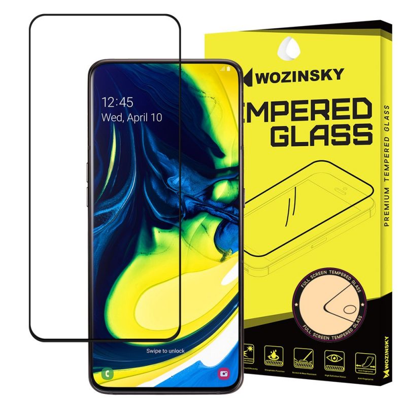 Lacné Kryty | Tvrdené sklo celopovrchové 9H Wozinsky čierne – Samsung Galaxy A80