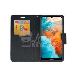 Lacné Kryty | Peňaženkové puzdro Fancy Book čierne – Huawei Y6 2019 | Lacné Kryty