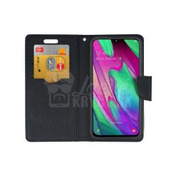 Lacné Kryty | Peňaženkové puzdro Fancy Book zlato-čierne – Samsung Galaxy A40 | Lacné Kryty