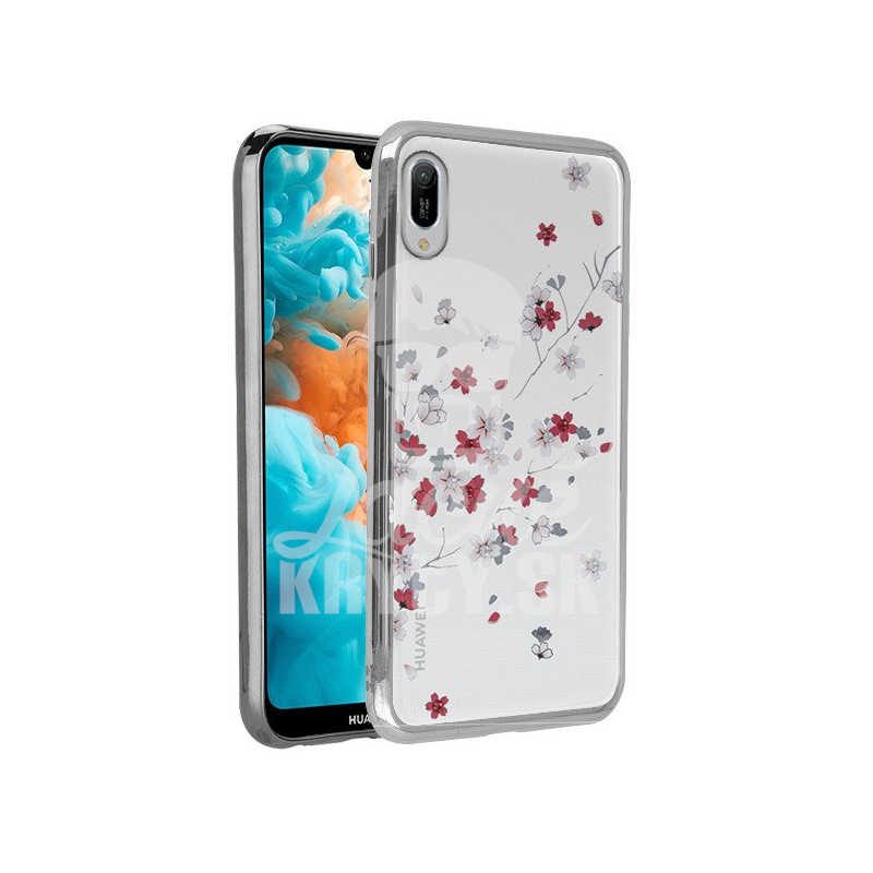 Lacné Kryty | Zadný kryt Flower case strieborný – Huawei Y6 2019