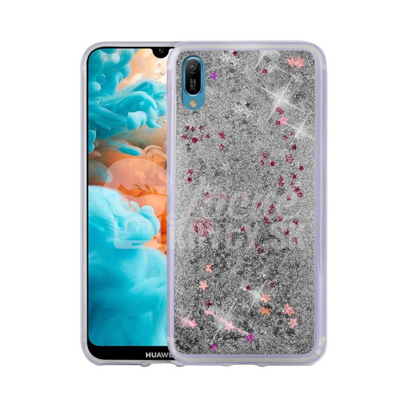 Lacné Kryty | Silikónový kryt Liquid Glitter strieborný – Huawei Y6 2019