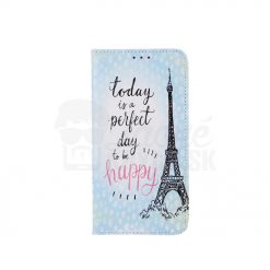 Lacné Kryty | Knižkové puzdro Trendy Perfect day to be happy – Samsung Galaxy A20e | Lacné Kryty