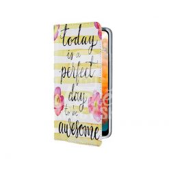 Lacné Kryty | Knižkové puzdro Trendy Perfect day to be awesome – Huawei Y6 2019 | Lacné Kryty