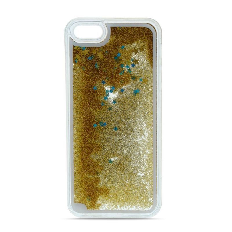 Silikónový kryt Liquid Glitter zlatý – iPhone Xr