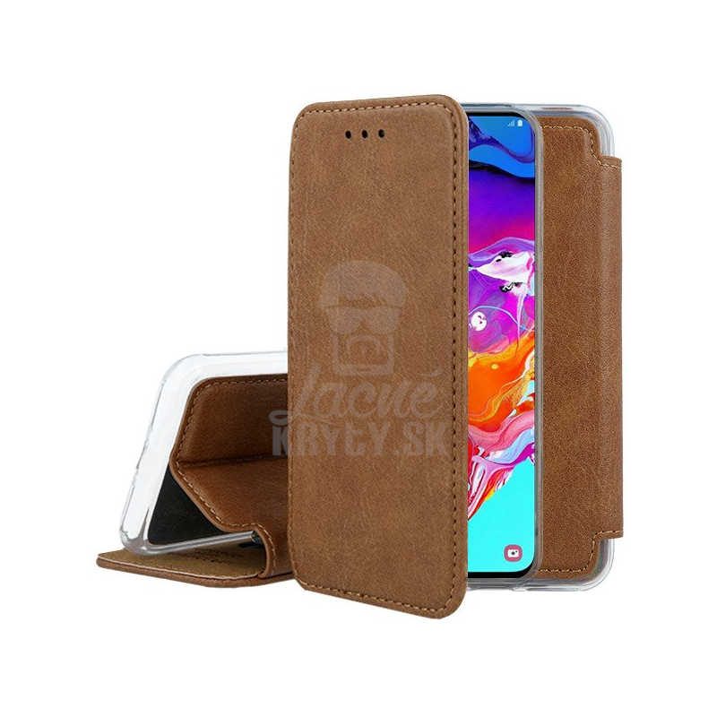 Lacné Kryty | Knižkové puzdro Prime case hnedé – Samsung Galaxy A70