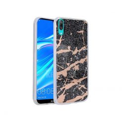Lacné Kryty | Zadný kryt s potlačou Marble čierny – Huawei Y7 2019 | Lacné Kryty