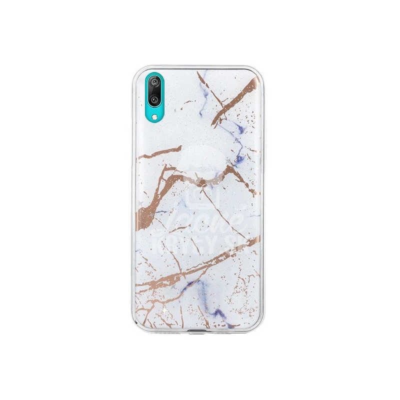 Lacné Kryty | Zadný kryt s potlačou Marble biely – Huawei Y7 2019