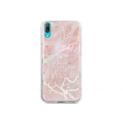 Zadný kryt s potlačou Marble ružový – Huawei Y7 2019