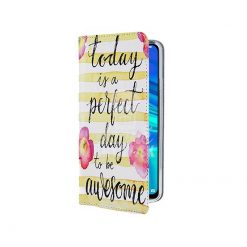 Lacné Kryty | Knižkové puzdro Trendy Perfect day to be awesome – Huawei Y7 2019 | Lacné Kryty