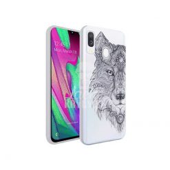 Lacné Kryty | Zadný kryt Trendy s potlačou Vlk transparentný – Samsung Galaxy A40 | Lacné Kryty