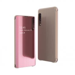 Priehľadný kryt Flip View Case ružový – Samsung Galaxy A50