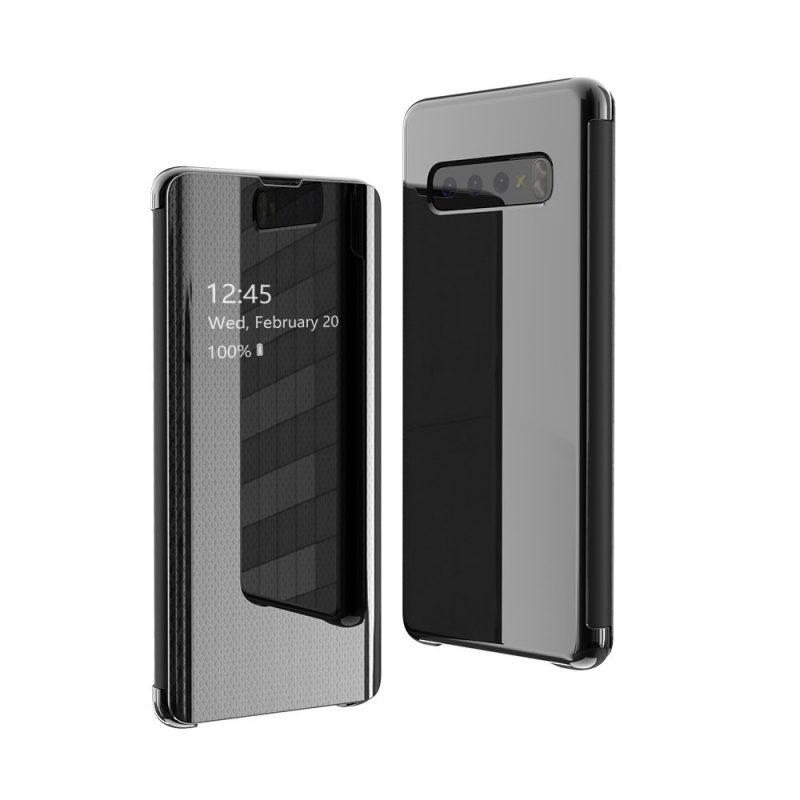 Lacné Kryty | Priehľadný kryt Flip View Case čierny – Samsung Galaxy S10