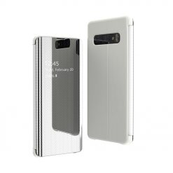 Priehľadný kryt Flip View Case strieborný – Samsung Galaxy S10