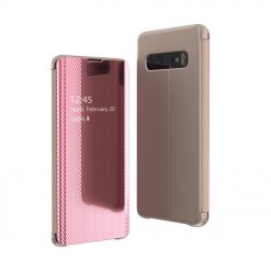 Priehľadný kryt Flip View Case ružový – Samsung Galaxy S10