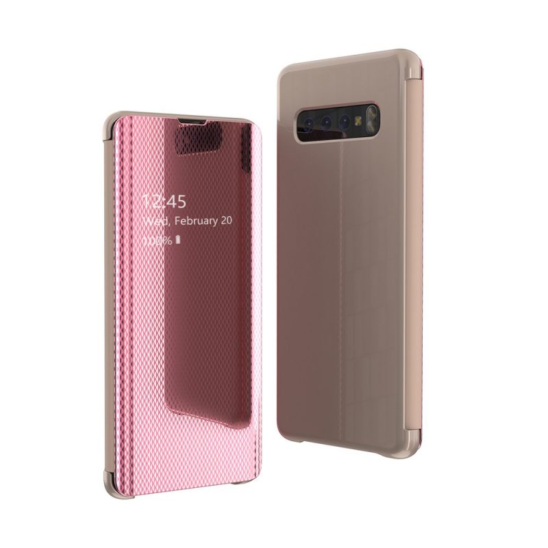 Lacné Kryty | Priehľadný kryt Flip View Case ružový – Samsung Galaxy S10