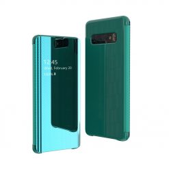 Priehľadný kryt Flip View Case zelený – Samsung Galaxy S10 Plus (S10+)