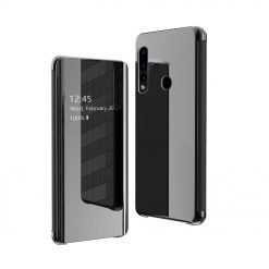 Priehľadný kryt Flip View Case čierny – Huawei P30 Lite