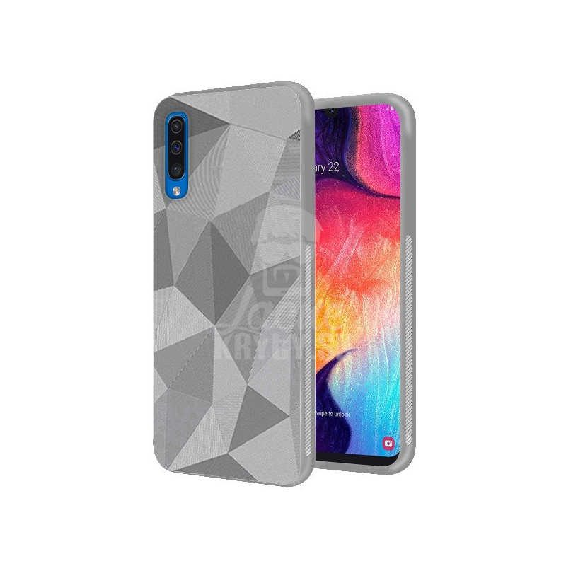 Lacné Kryty | Silikónový kryt Geometric lesklý strieborný – Samsung Galaxy A50 / A30s