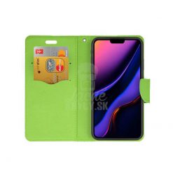 Peňaženkové puzdro Fancy Book modro-limetkové – iPhone 11 Pro Max