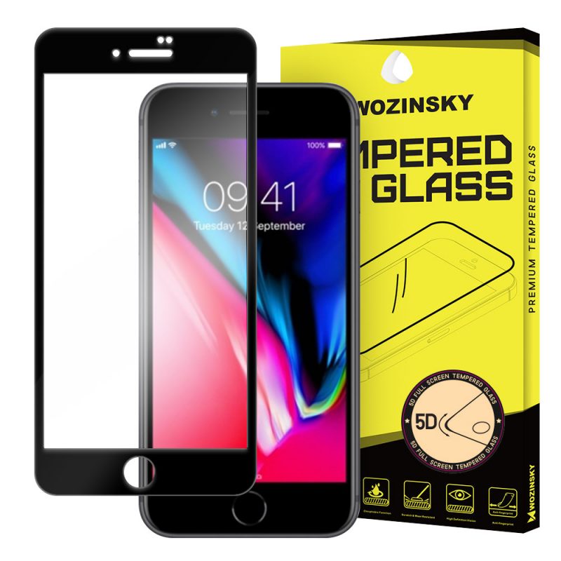 Lacné Kryty | Tvrdené sklo celopovrchové 9H Wozinsky čierne – iPhone 7 Plus / 8 Plus