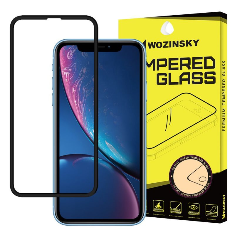 Lacné Kryty | Tvrdené sklo celopovrchové 9H Wozinsky čierne – iPhone Xr / iPhone 11