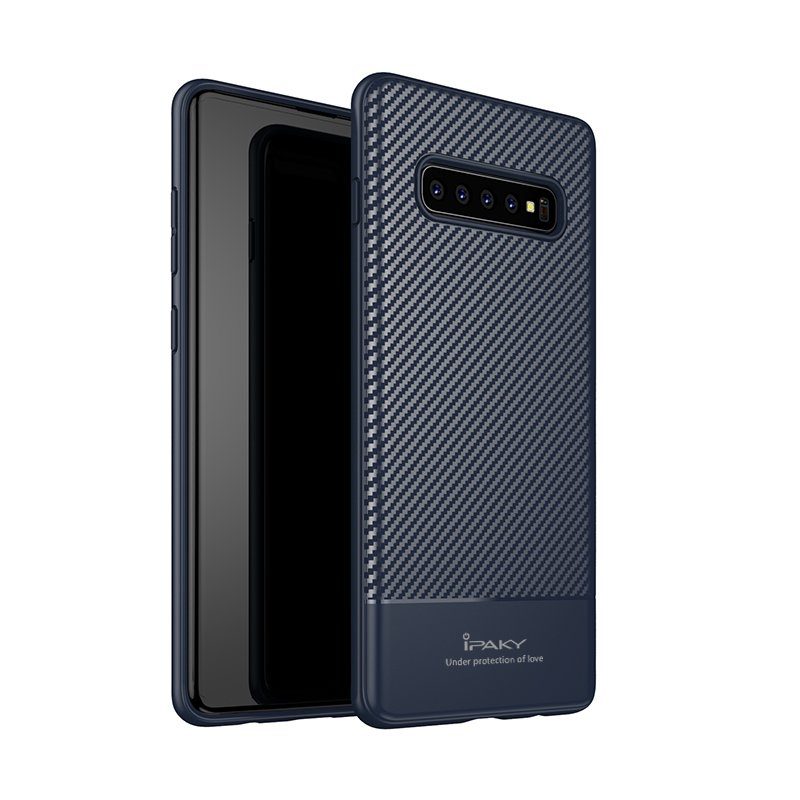 Lacné Kryty | Zadný kryt iPaky Carbon Fiber modrý – Samsung Galaxy S10 Plus (S10+)