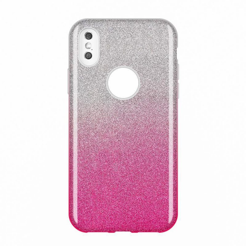 Lacné Kryty | Ligotavý Kryt Forcell Shining transparentno-ružový – iPhone Xs Max