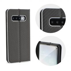 Lacné Kryty | Knižkové puzdro Luna Carbon čierne – Samsung Galaxy A10 | Lacné Kryty