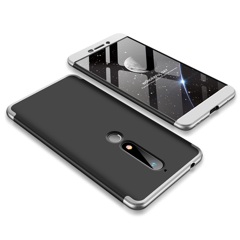 Puzdro 360 Protection čierno-strieborné – Nokia 6.1 | Lacné Kryty Lacné Kryty | Puzdro 360 Protection čierno-strieborné – Nokia 6.1 | Lacné Kryty