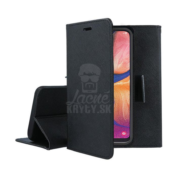 Peňaženkové puzdro Fancy Book čierne – Samsung Galaxy A20e
