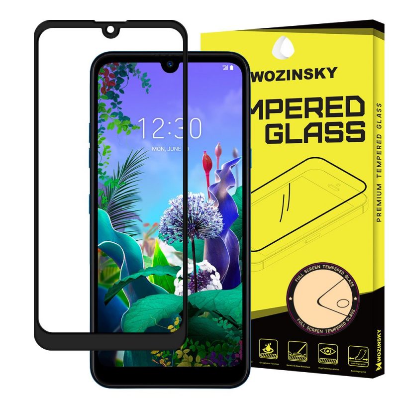 Lacné Kryty | Tvrdené sklo celopovrchové 9H Wozinsky čierne – LG Q60 / LG K50