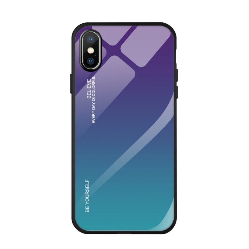 Lacné Kryty | Sklenený kryt Gradient glass fialovo-zelený – iPhone X / XS