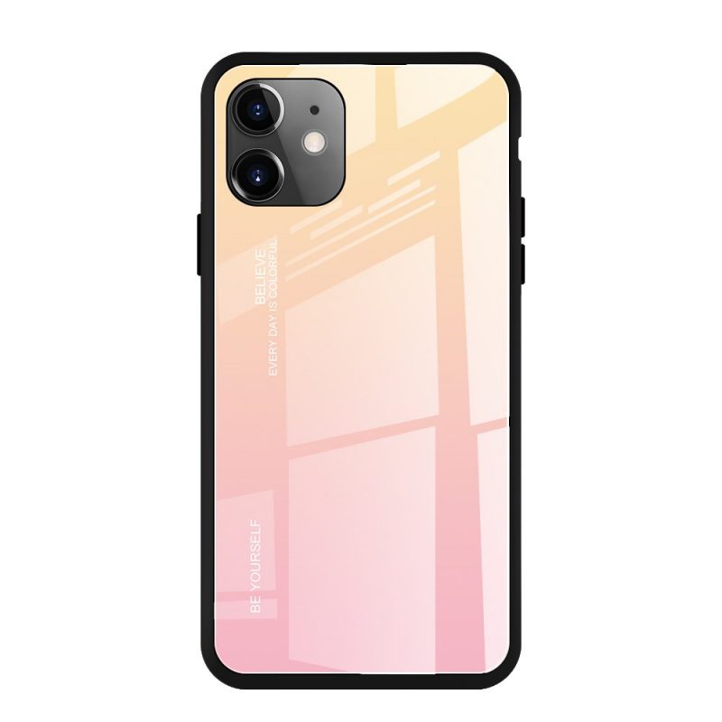 Lacné Kryty | Sklenený kryt Gradient glass ružovo-žltý – iPhone 11