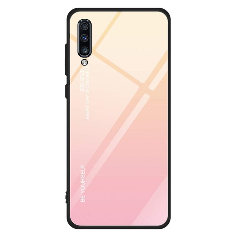 Lacné Kryty | Sklenený kryt Gradient glass ružovo-žltý – Samsung Galaxy A50