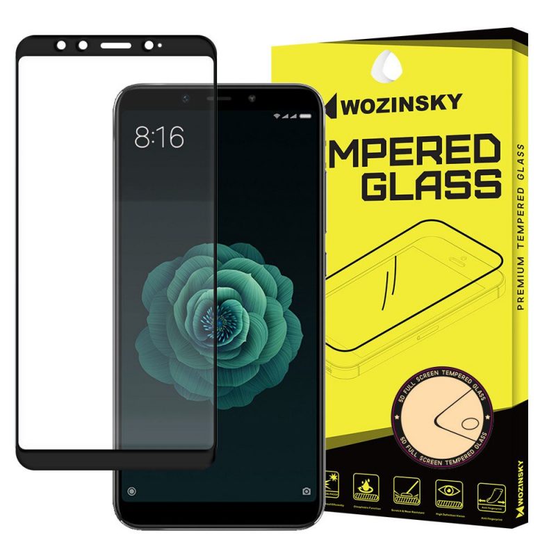 Lacné Kryty | Tvrdené sklo celopovrchové 9H Wozinsky čierne – Xiaomi Mi A2