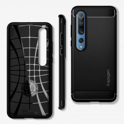Lacné Kryty | Zadný kryt Spigen Rugged Armor matný čierny – Xiaomi Mi 10 / Mi 10 Pro | Lacné Kryty