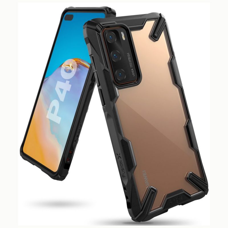 Lacné Kryty | Odolný kryt Ringke Fusion X transparentno-čierny – Huawei P40