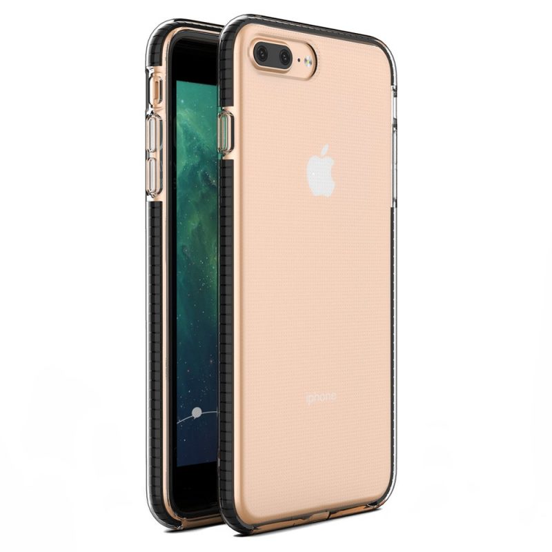 Lacné Kryty | Transparentný kryt Spring Case 1mm čierny rám – iPhone 7 Plus / iPhone 8 Plus