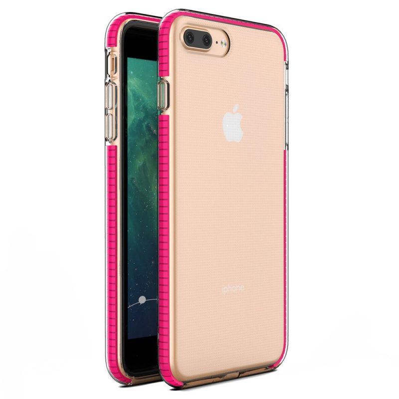 Lacné Kryty | Transparentný kryt Spring Case 1mm ružový rám – iPhone 7 Plus / iPhone 8 Plus