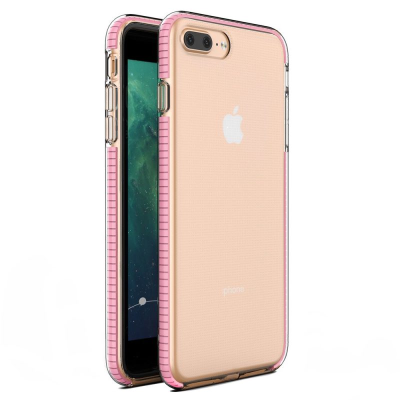 Lacné Kryty | Transparentný kryt Spring Case 1mm bledoružový rám – iPhone 7 Plus / iPhone 8 Plus