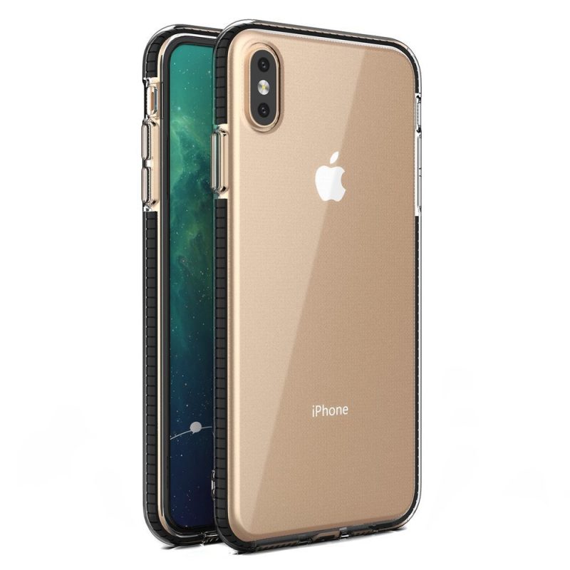 Lacné Kryty | Transparentný kryt Spring Case 1mm čierny rám – iPhone Xs Max