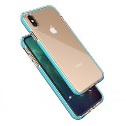 Lacné Kryty | Transparentný kryt Spring Case 1mm bledomodrý rám – iPhone Xs Max | Lacné Kryty
