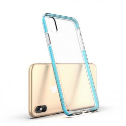 Lacné Kryty | Transparentný kryt Spring Case 1mm bledomodrý rám – iPhone Xs Max | Lacné Kryty