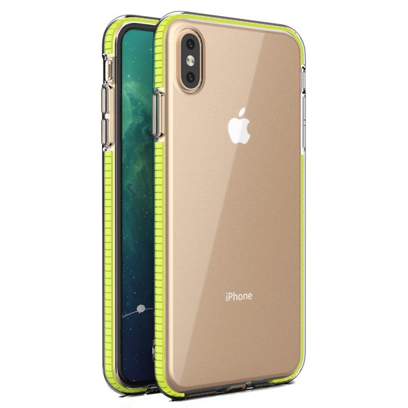 Lacné Kryty | Transparentný kryt Spring Case 1mm žltý rám – iPhone Xs Max