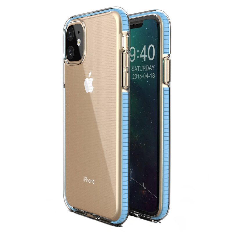 Lacné Kryty | Transparentný kryt Spring Case 1mm bledomodrý rám – iPhone 11