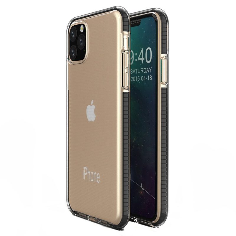 Lacné Kryty | Transparentný kryt Spring Case 1mm čierny rám – iPhone 11 Pro