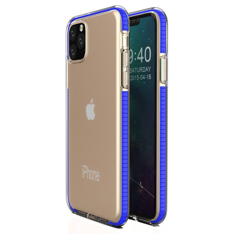 Lacné Kryty | Transparentný kryt Spring Case 1mm modrý rám – iPhone 11 Pro