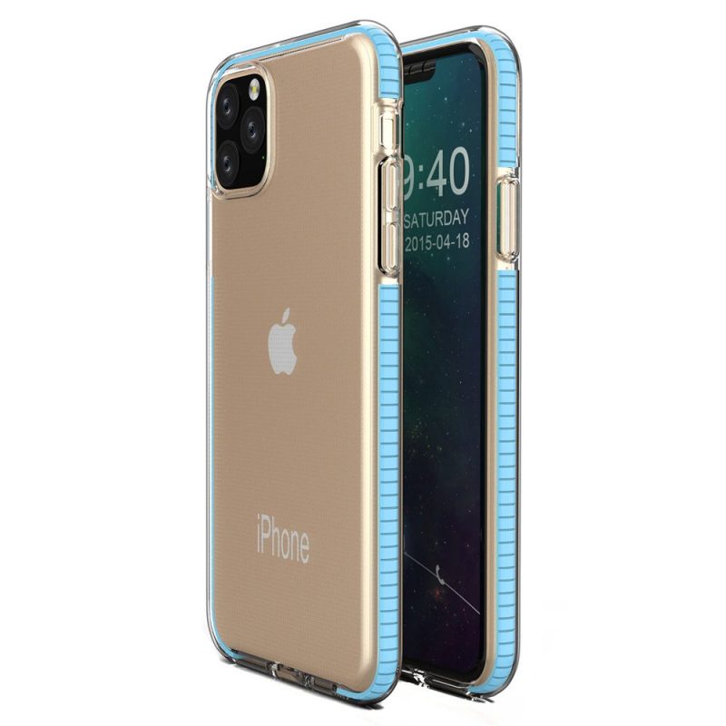 Lacné Kryty | Transparentný kryt Spring Case 1mm bledomodrý rám – iPhone 11 Pro Max