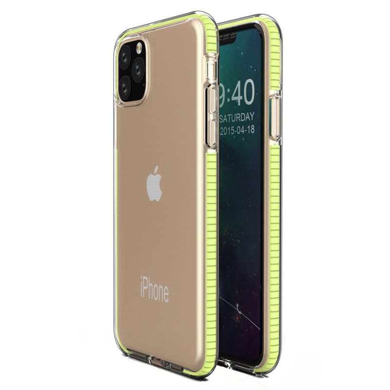 Lacné Kryty | Transparentný kryt Spring Case 1mm žltý rám – iPhone 11 Pro Max