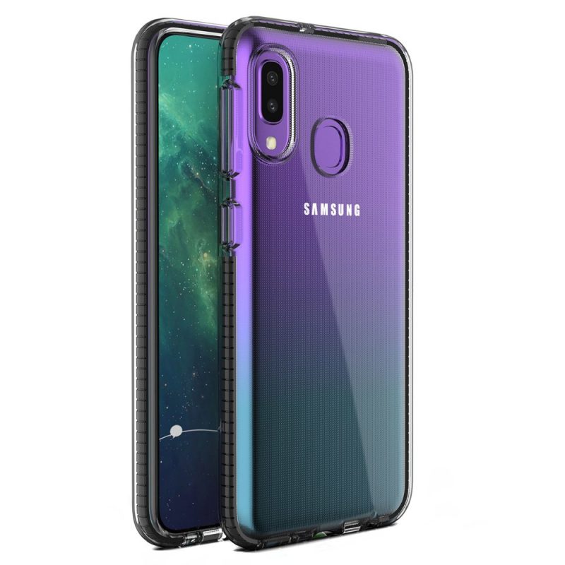 Lacné Kryty | Transparentný kryt Spring Case 1mm čierny rám – Samsung Galaxy A20e